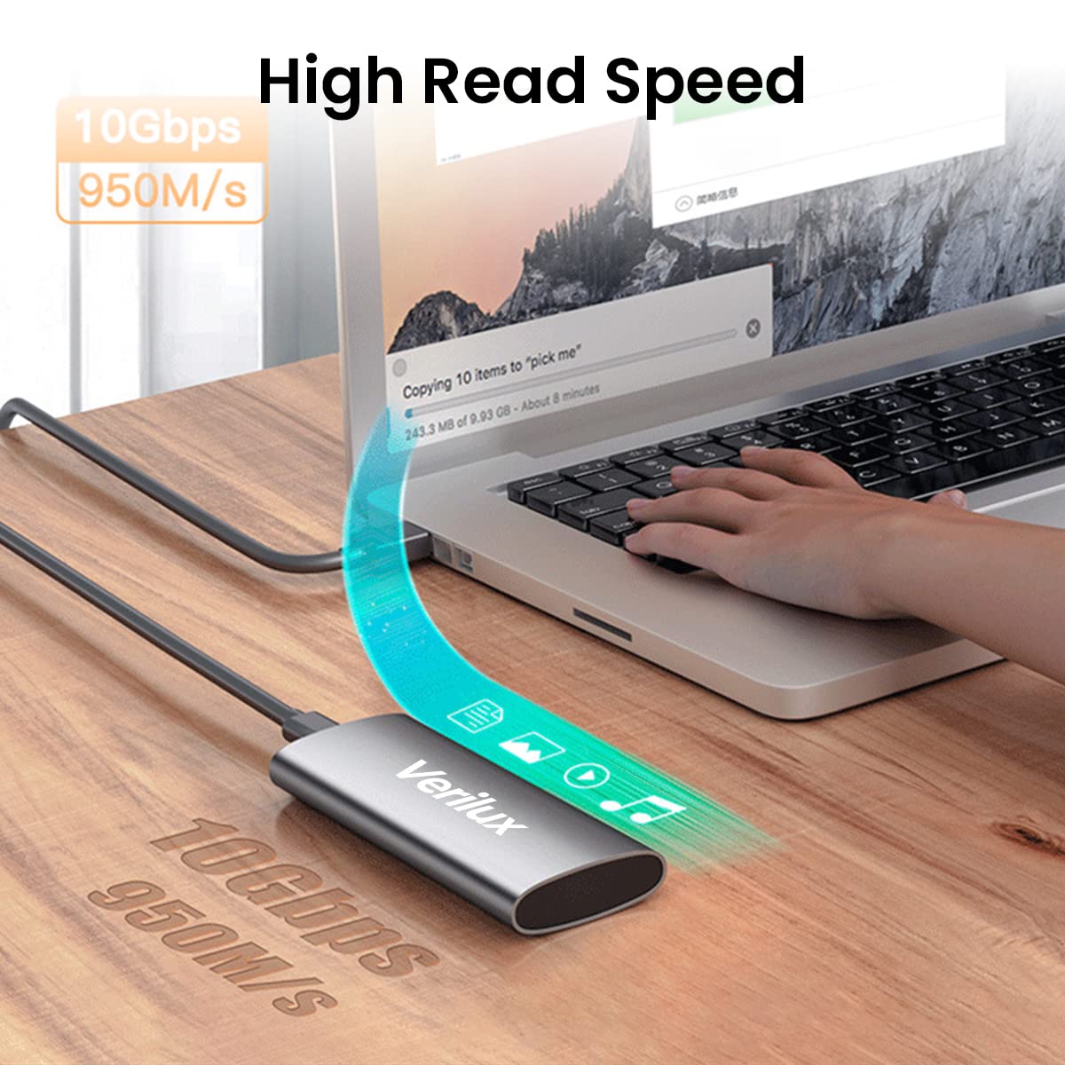 Verilux M.2 NVMe SATA SSD Enclosure SATA to USB HDD Enclosure with 2 in 1 USB Cable Tool-Free USB 3.2 Gen 2 10Gbps NVMe PCI M-Key/B+M Key, Aluminum External SSD Hard Drive Case Complies with UASP Verilux M.2 NVMe SATA SSD Enclosure SATA to USB HDD Enclosure with 2 in 1 USB Cable Tool-Free USB 3.2 Gen 2 10Gbps NVMe PCI M-Key/B+M Key, Aluminum External SSD Hard Drive Case Complies with UASP
